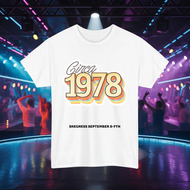 Circa 1978 - Adult Weekender Front and Back Personalised Unisex Heavy T-Shirt 70s - Adult Weekender